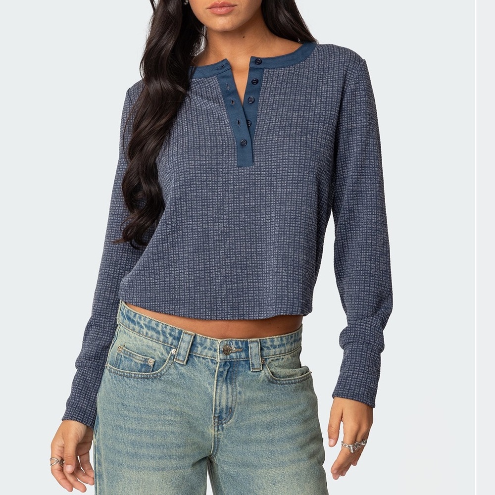 Edikted Ruth Henley Waffle Top XS